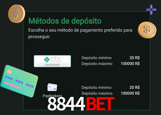 O cassino 8844bet oferece uma grande variedade de métodos de pagamento